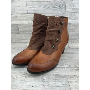 LArtiste Spring Step Brown Leather Ankle Boots Women Size EU 39 US 8.5